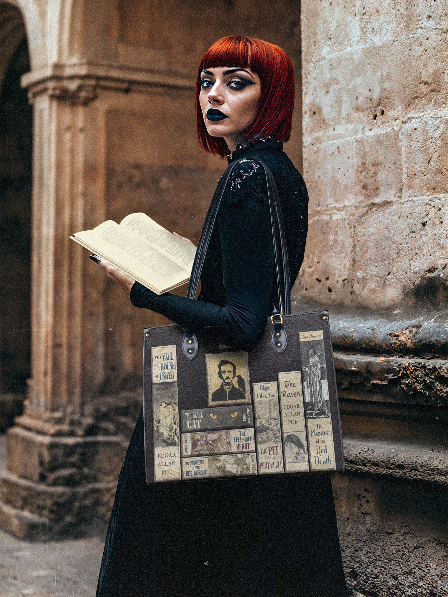 Libro Edgar Allan Poe TTLZ1201006A Leather Bag