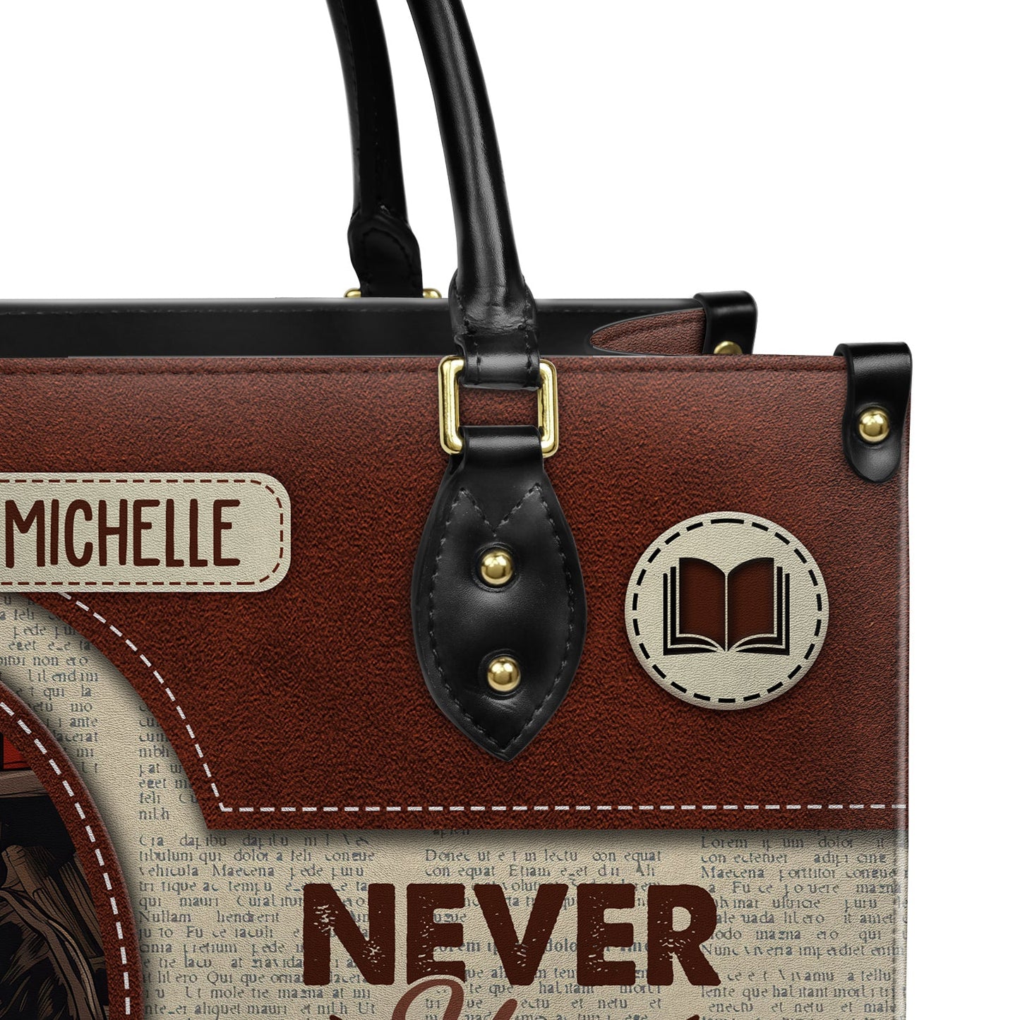 Never Stop Reading Leather Bag