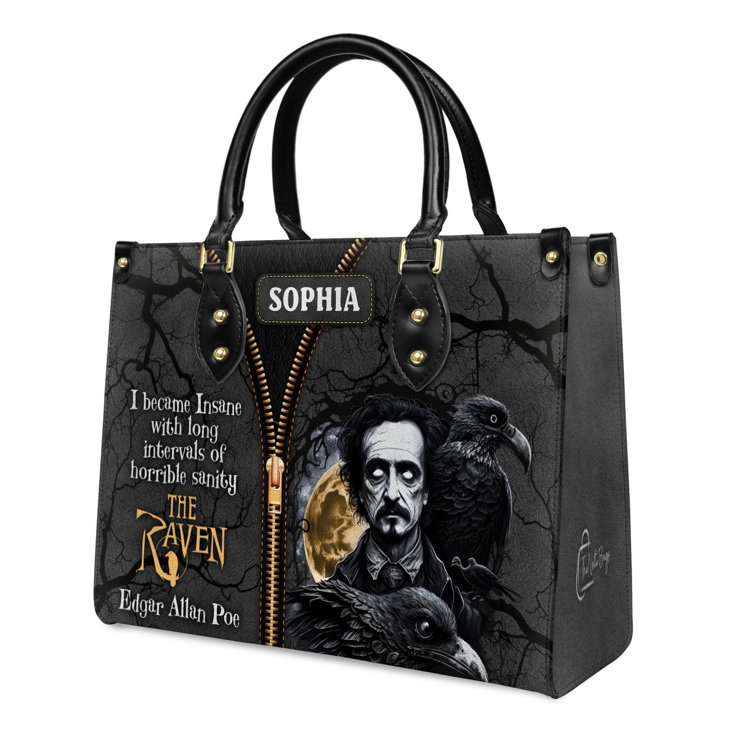 The Raven Edgar Allan Poe I Become Insane With Long Intervals Of Horrible Sanity Leather Bag