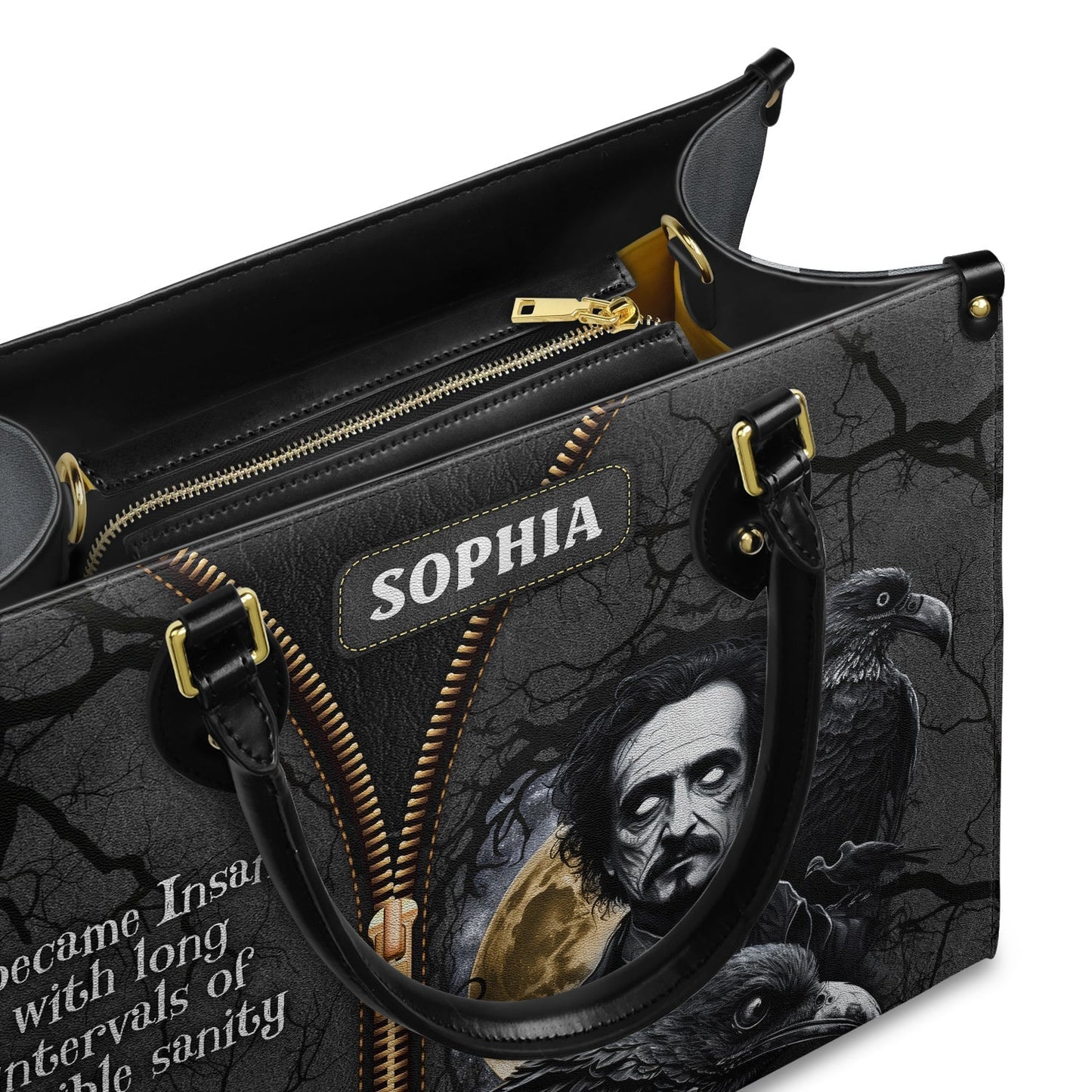 The Raven Edgar Allan Poe I Become Insane With Long Intervals Of Horrible Sanity Leather Bag