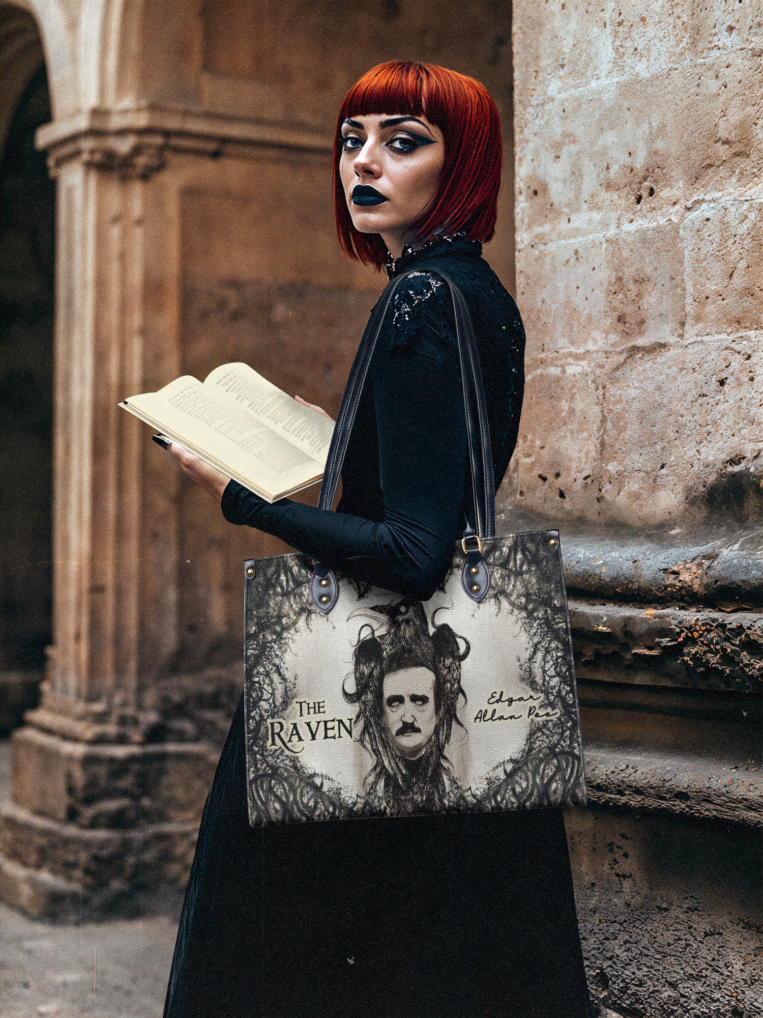 Libro The Raven Edgar Allan Poe TTAY0603002A Leather Bag