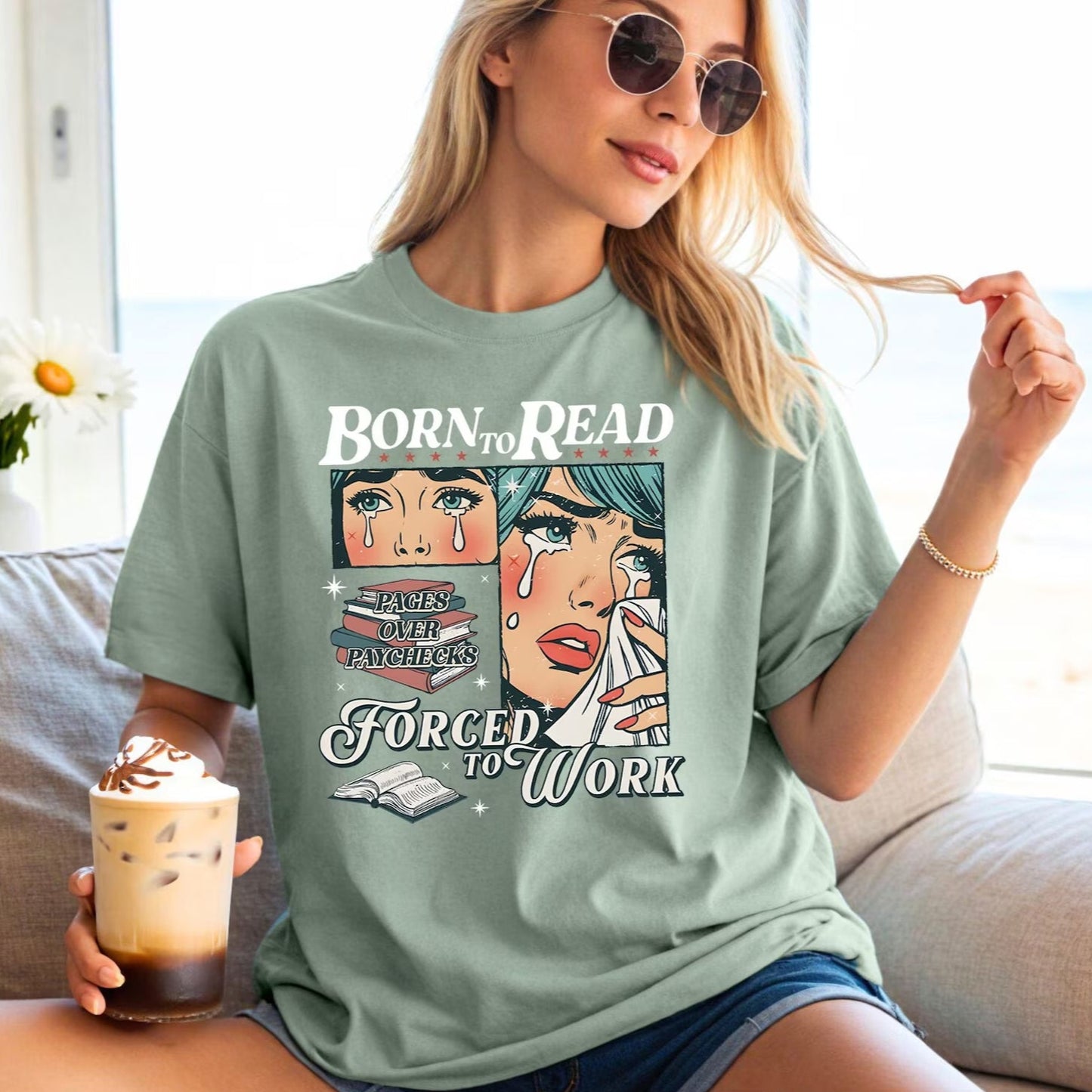 Retro Born To Read Bookish Shirt