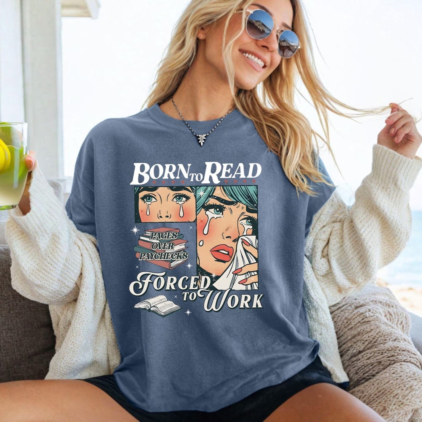 Retro Born To Read Bookish Shirt