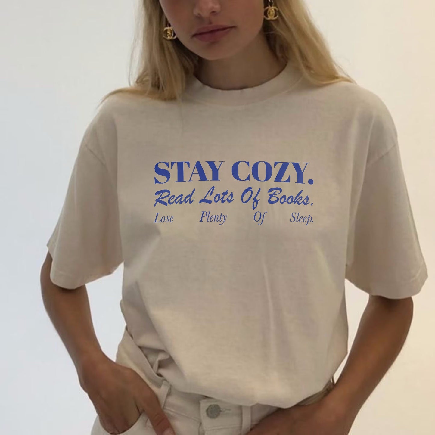 Stay Cozy Read Books Shirt | Funny Bookish T-Shirt Bookish Shirt Book Lover Book Addict Romance Reader Light Academia Simple Bookish Gift