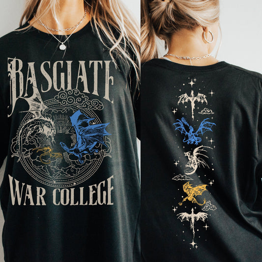 Vintage Basgiath War College 2 Sided Shirt Fourth Wing Shirt Dragon Rider Shirt Violet Sorrengail Xaden Riorson Booktok Shirt Bookworm gift