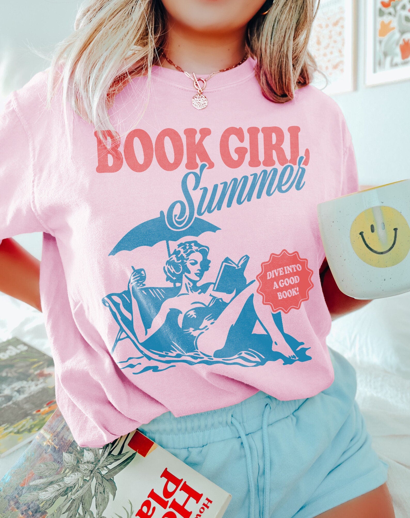 Book Girl Summer Shirt | Beach Book Lover Summer Bookish Funny Reader Oversized Beach Shirt Bookish Vacation Shirt Coconut Girl Romance Book