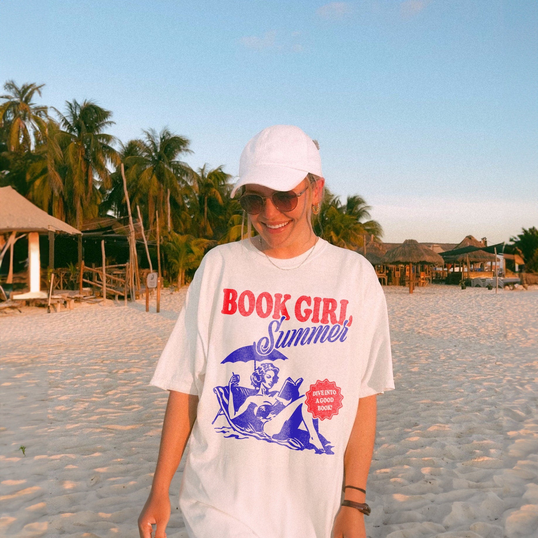 Book Girl Summer Shirt | Beach Book Lover Summer Bookish Funny Reader Oversized Beach Shirt Bookish Vacation Shirt Coconut Girl Romance Book