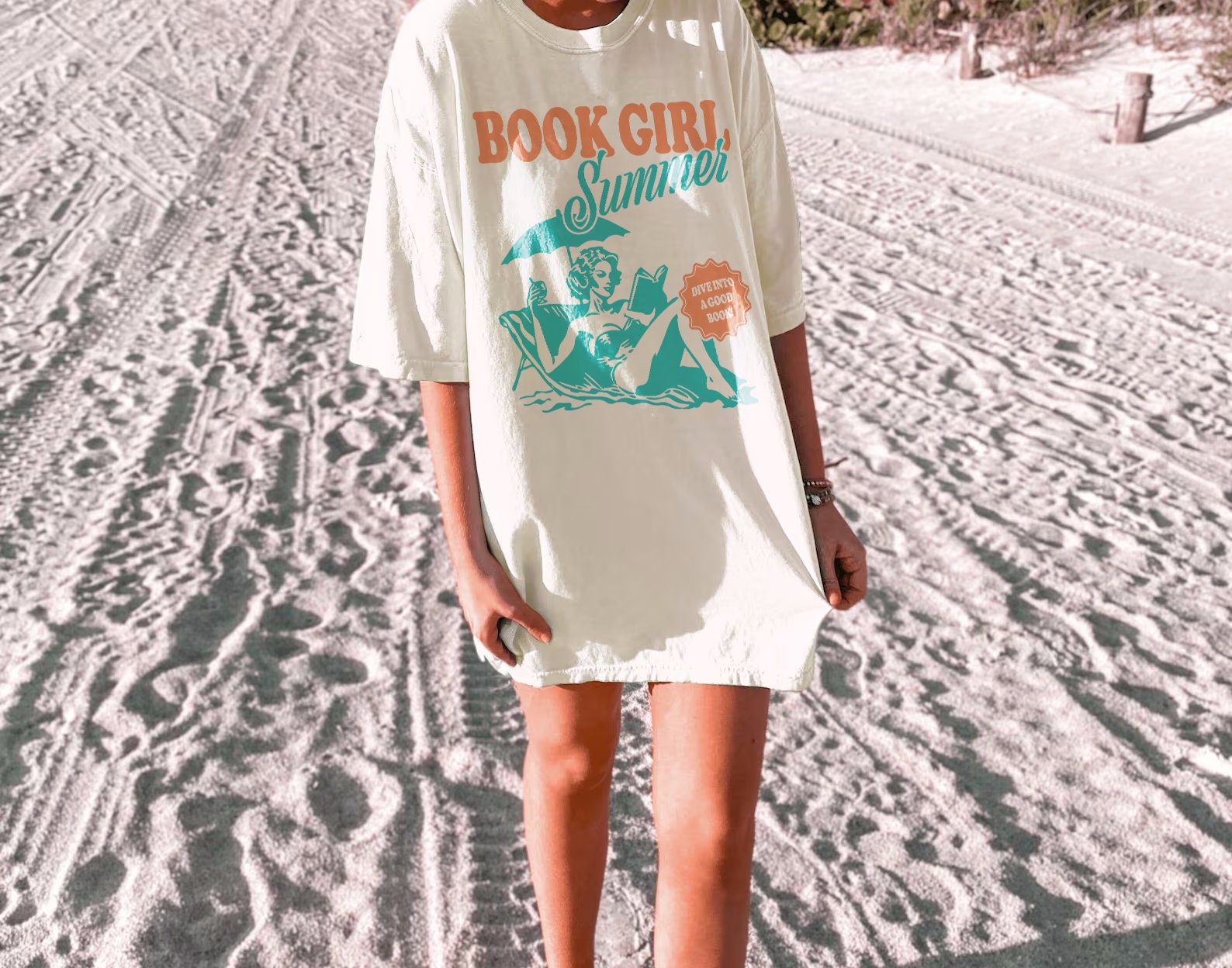 Book Girl Summer Shirt | Beach Book Lover Summer Bookish Funny Reader Oversized Beach Shirt Bookish Vacation Shirt Coconut Girl Romance Book