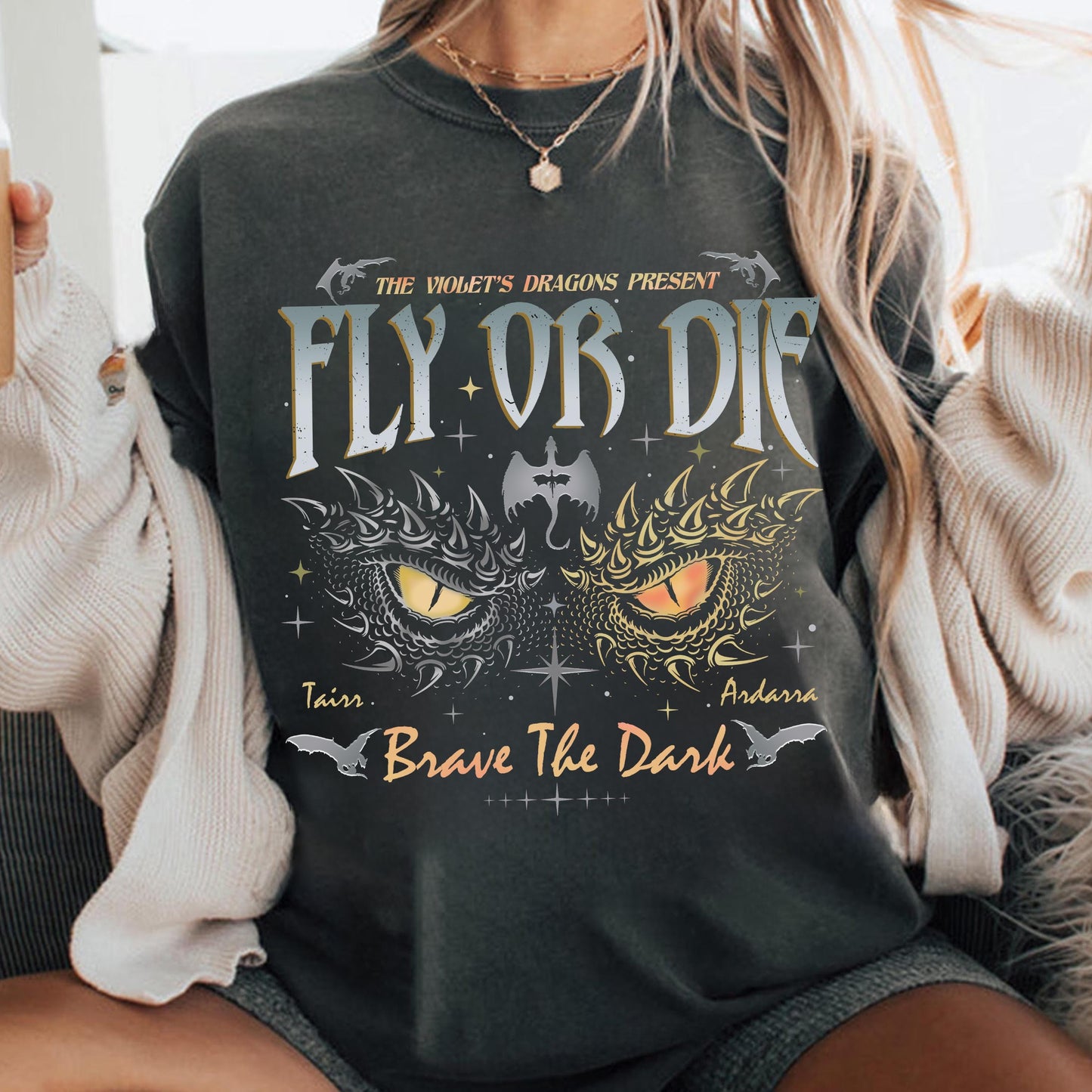 Dragon Rider PNG - Onyx Storm Brave the Dark Design for Shirts, Fly or Die Fourth Wing Series PNG - Perfect Gift for Dragon Book Lovers