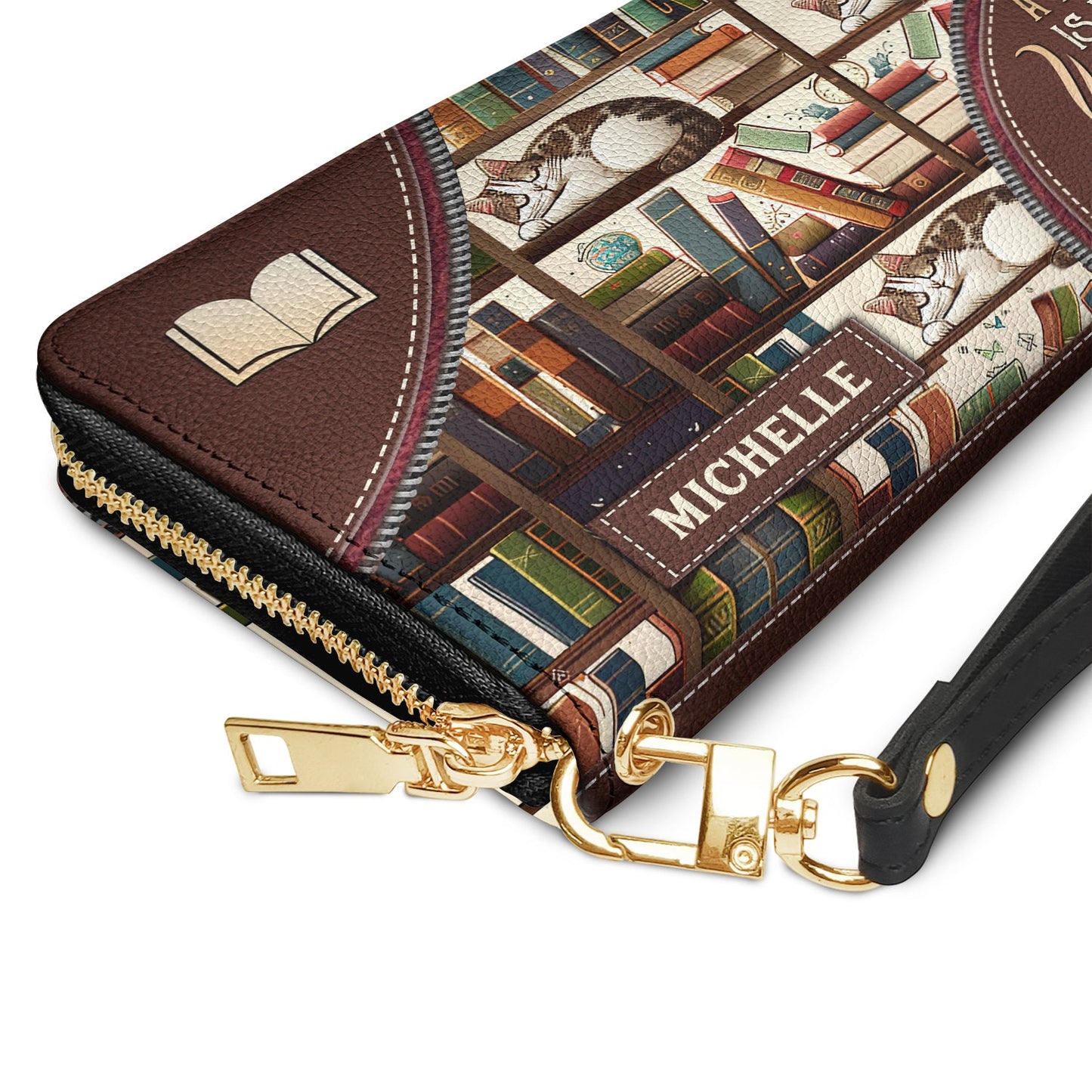 A House Is Not A Home Without Books And Cats DNRZ100723900 Zip Around Leather Wallet