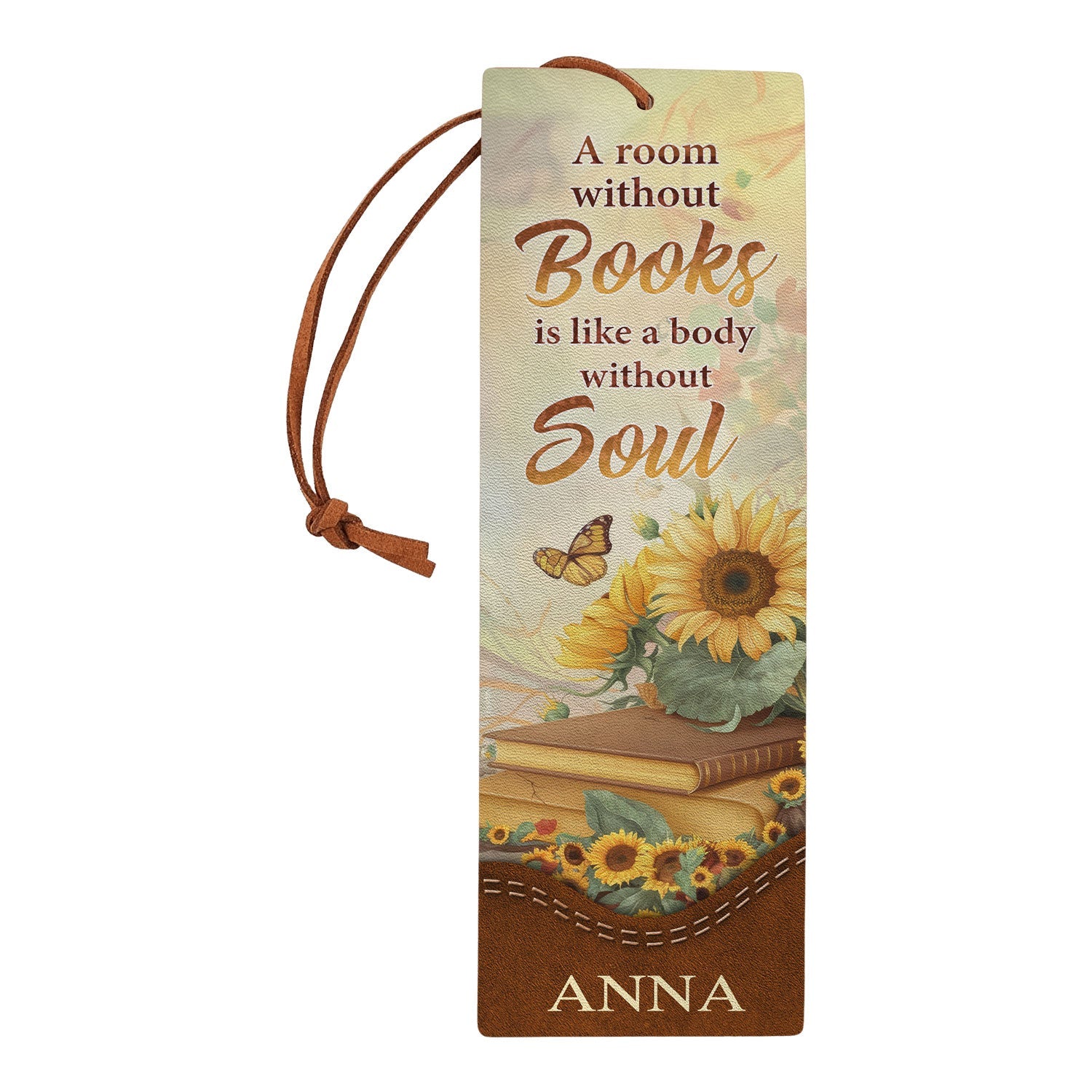 Custom Quote Sunflower HTRZ13083285LG Leather Bookmark