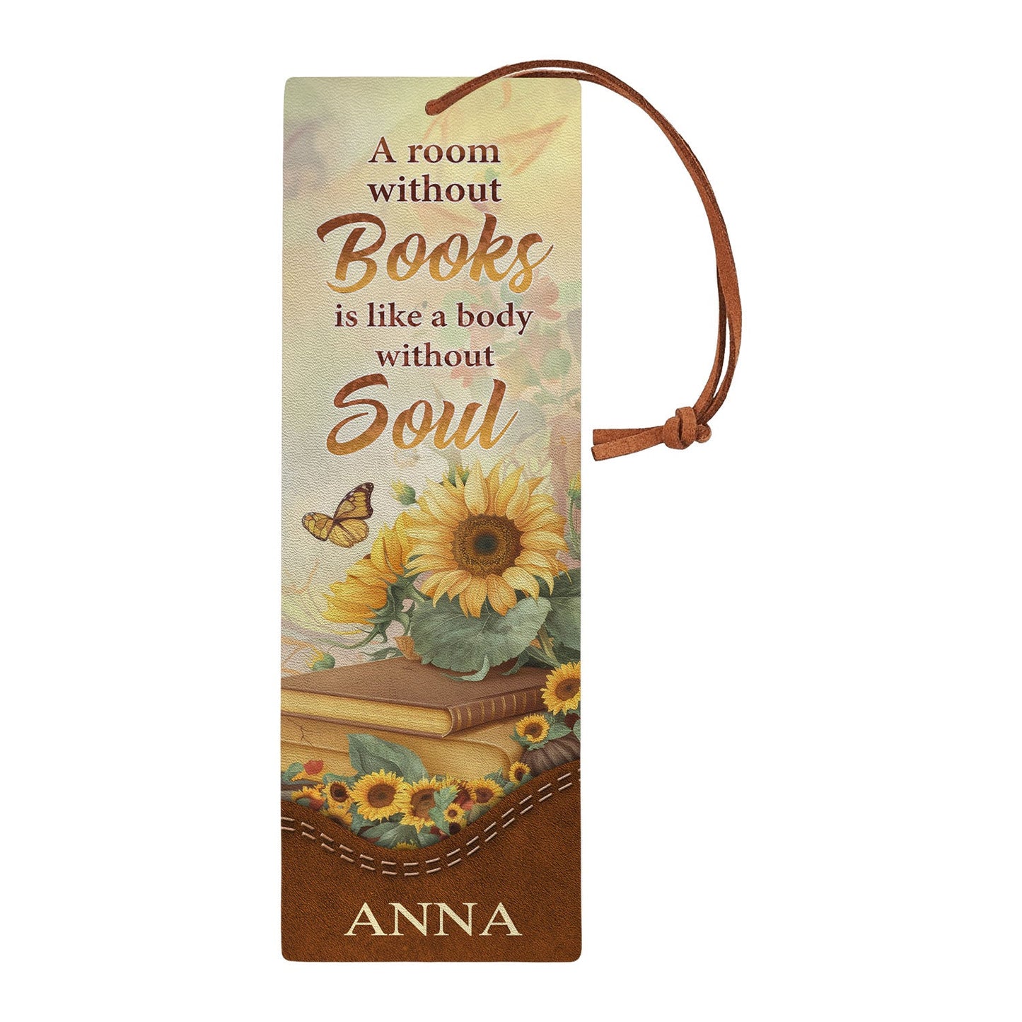 Custom Quote Sunflower HTRZ13083285LG Leather Bookmark