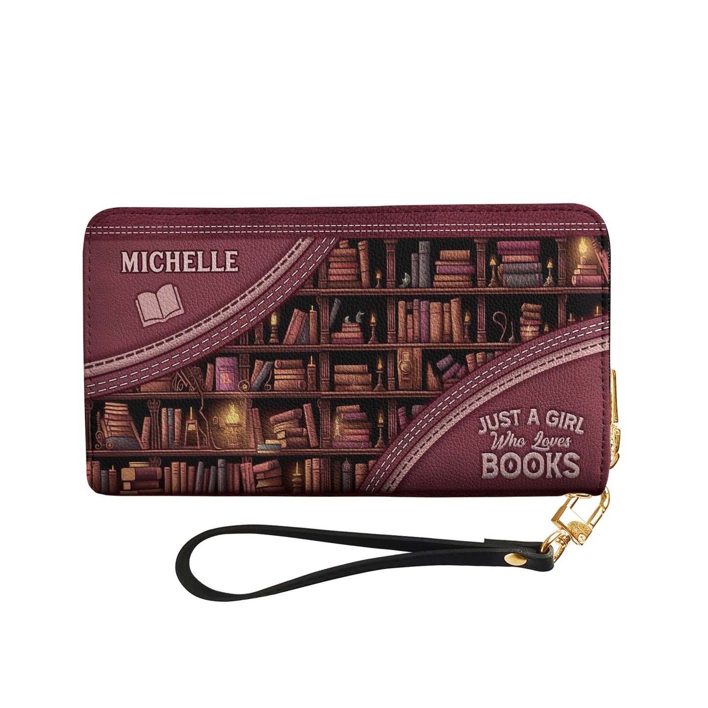 Just A Girl Who Loves Books NNRZ100723953 Zip Around Leather Wallet